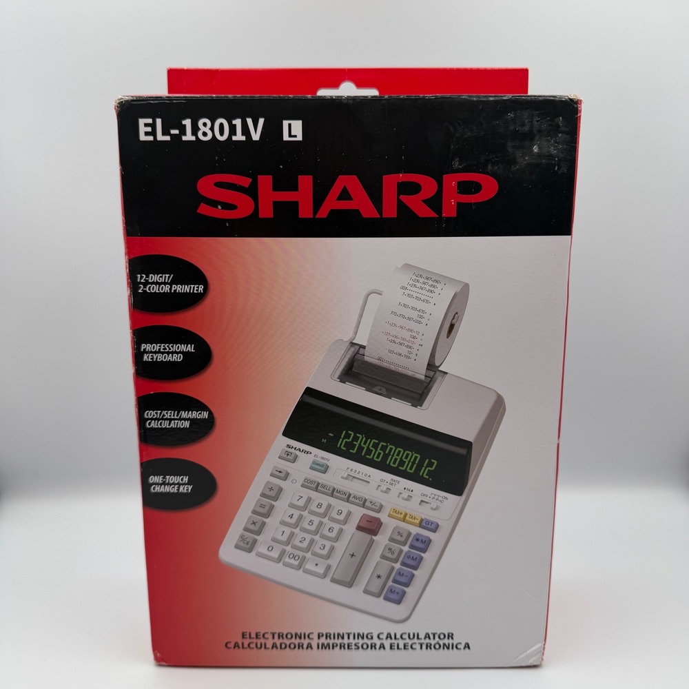 Sharp EL-1801V Printing Calculator Brand New Sealed Desktop 12-Digit